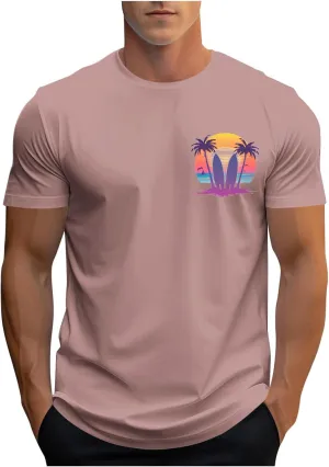 Funny Hawaiian Shirts for Men Cute Tropical Print Tees Summer Casual Short Sleeve Crewneck Beach Tops Workout Tshirts