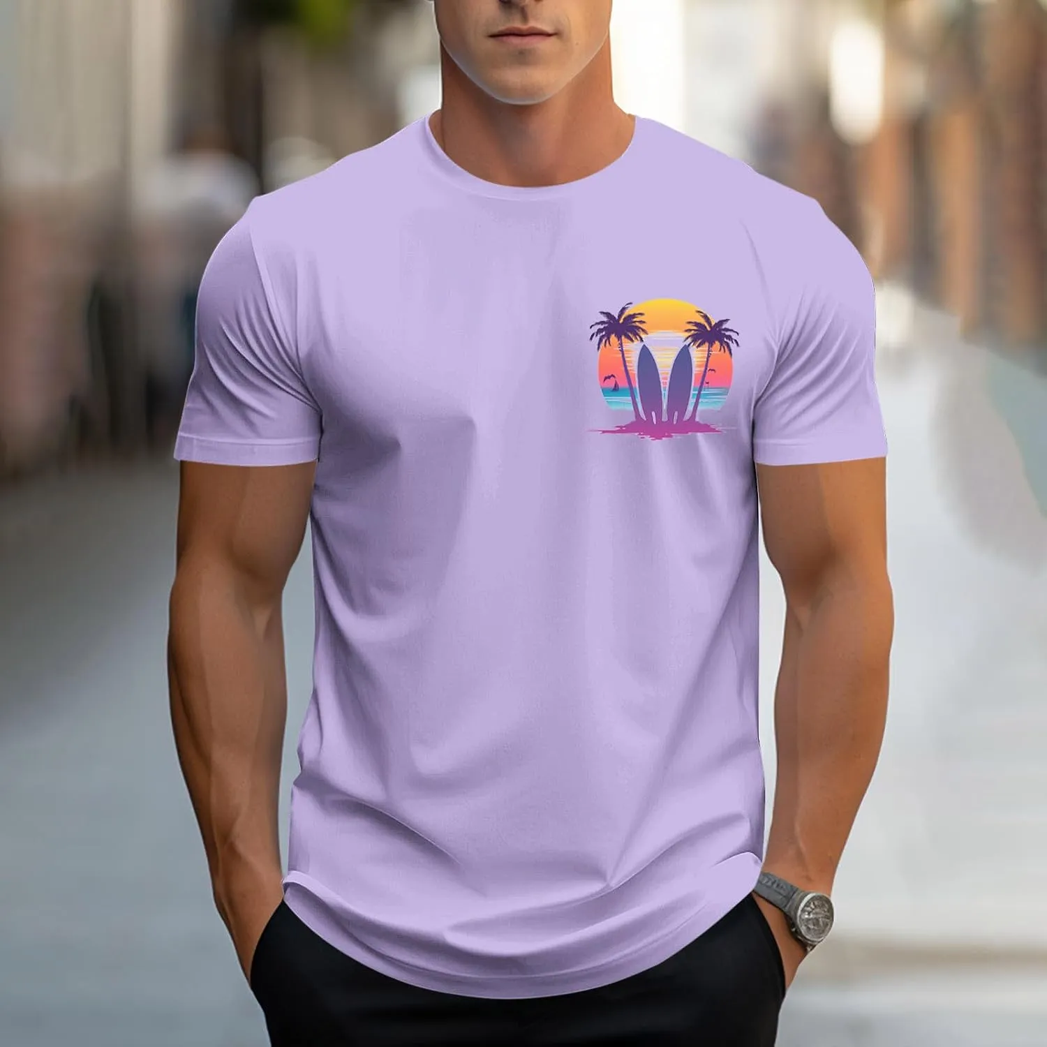 Funny Hawaiian Shirts for Men Cute Tropical Print Tees Summer Casual Short Sleeve Crewneck Beach Tops Workout Tshirts