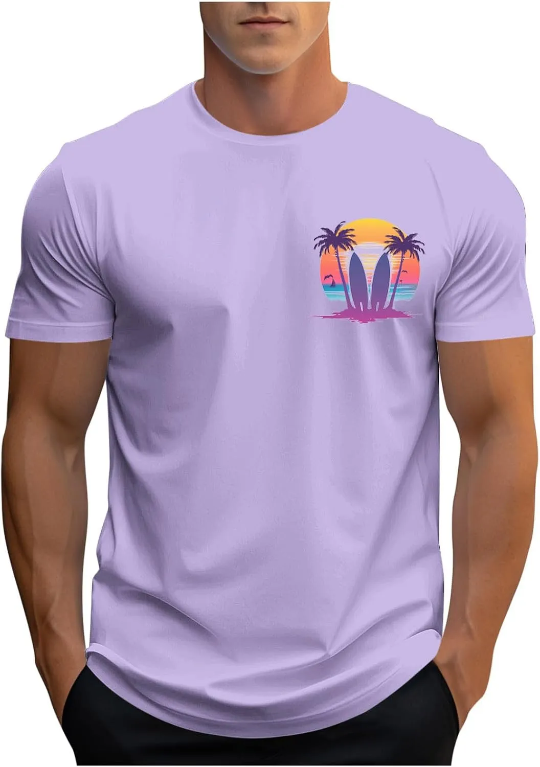 Funny Hawaiian Shirts for Men Cute Tropical Print Tees Summer Casual Short Sleeve Crewneck Beach Tops Workout Tshirts