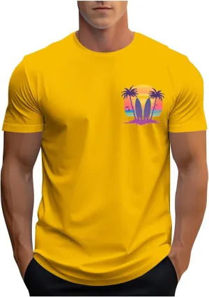 Funny Hawaiian Shirts for Men Cute Tropical Print Tees Summer Casual Short Sleeve Crewneck Beach Tops Workout Tshirts