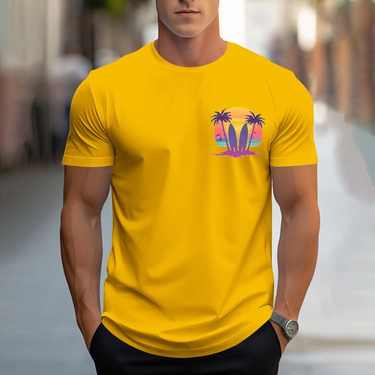 Funny Hawaiian Shirts for Men Cute Tropical Print Tees Summer Casual Short Sleeve Crewneck Beach Tops Workout Tshirts