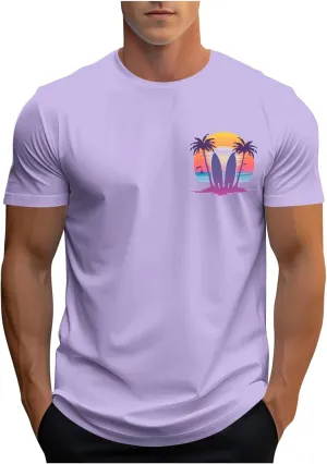 Funny Hawaiian Shirts for Men Cute Tropical Print Tees Summer Casual Short Sleeve Crewneck Beach Tops Workout Tshirts
