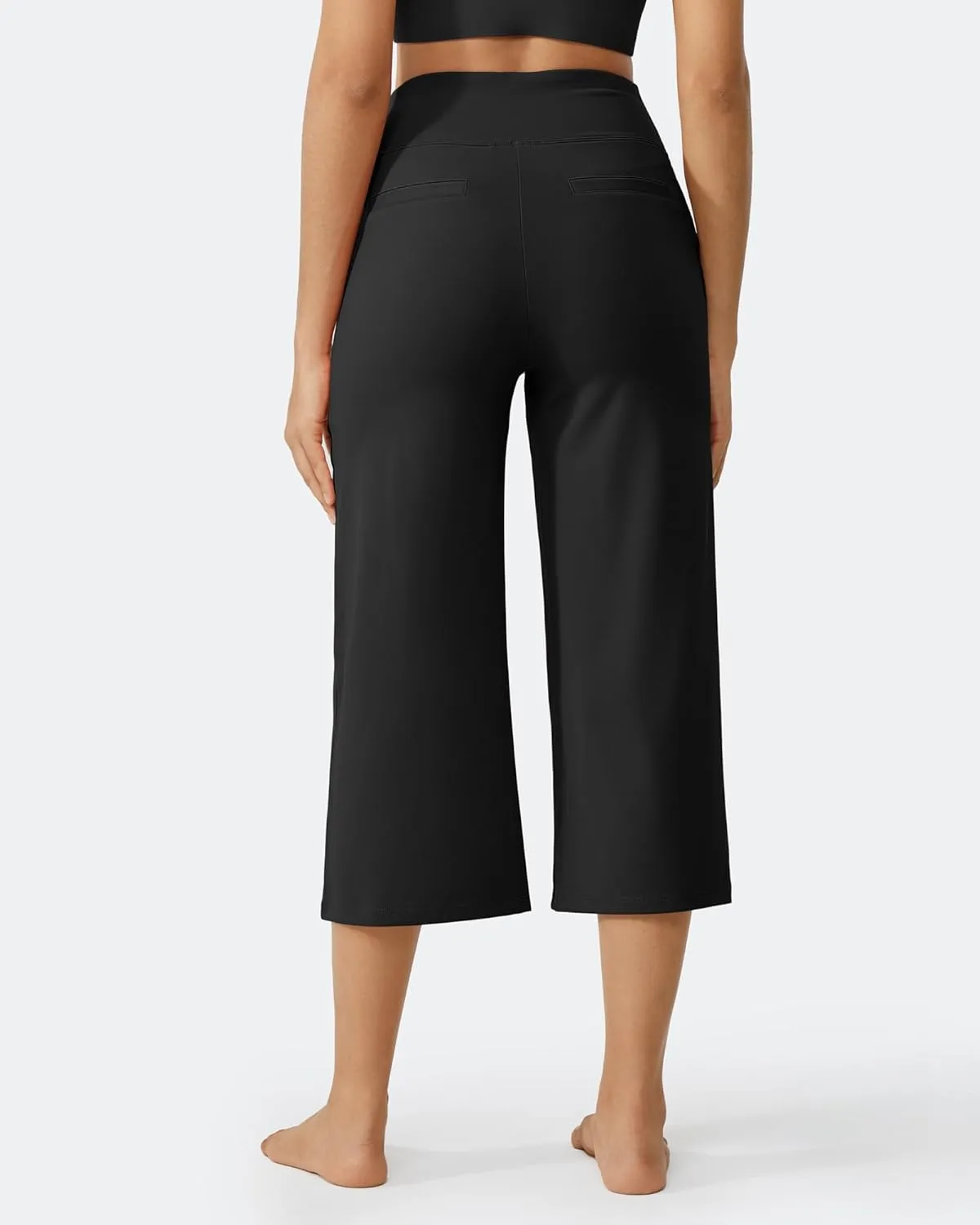 G4Free Capri Pants for Women Wide Leg Yoga Dress Cropped Pants Capri Leggings with Pockets for Casual Summer