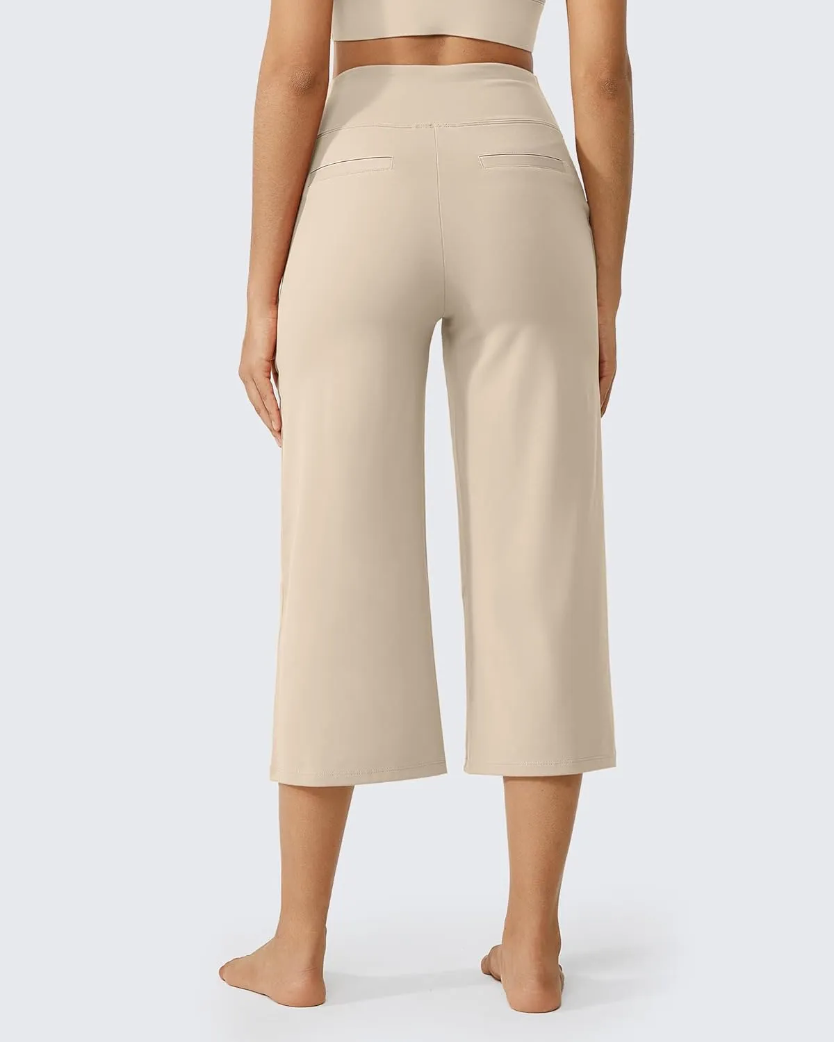 G4Free Capri Pants for Women Wide Leg Yoga Dress Cropped Pants Capri Leggings with Pockets for Casual Summer