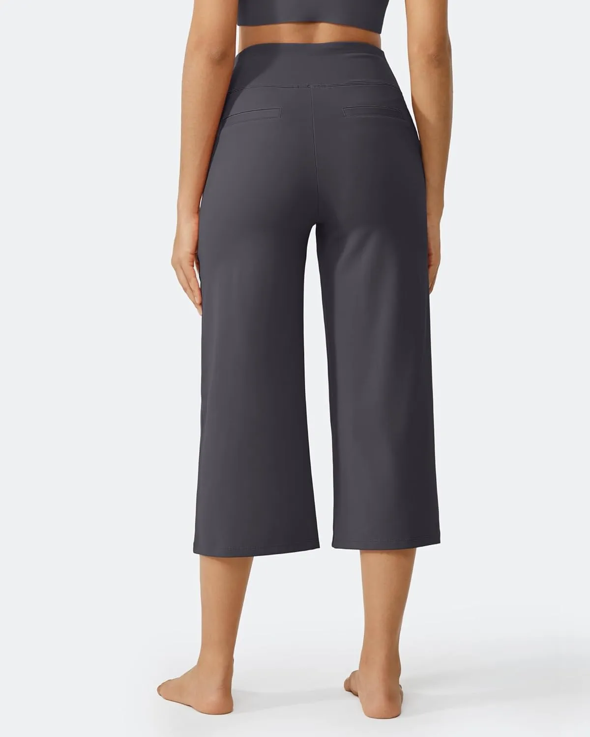 G4Free Capri Pants for Women Wide Leg Yoga Dress Cropped Pants Capri Leggings with Pockets for Casual Summer