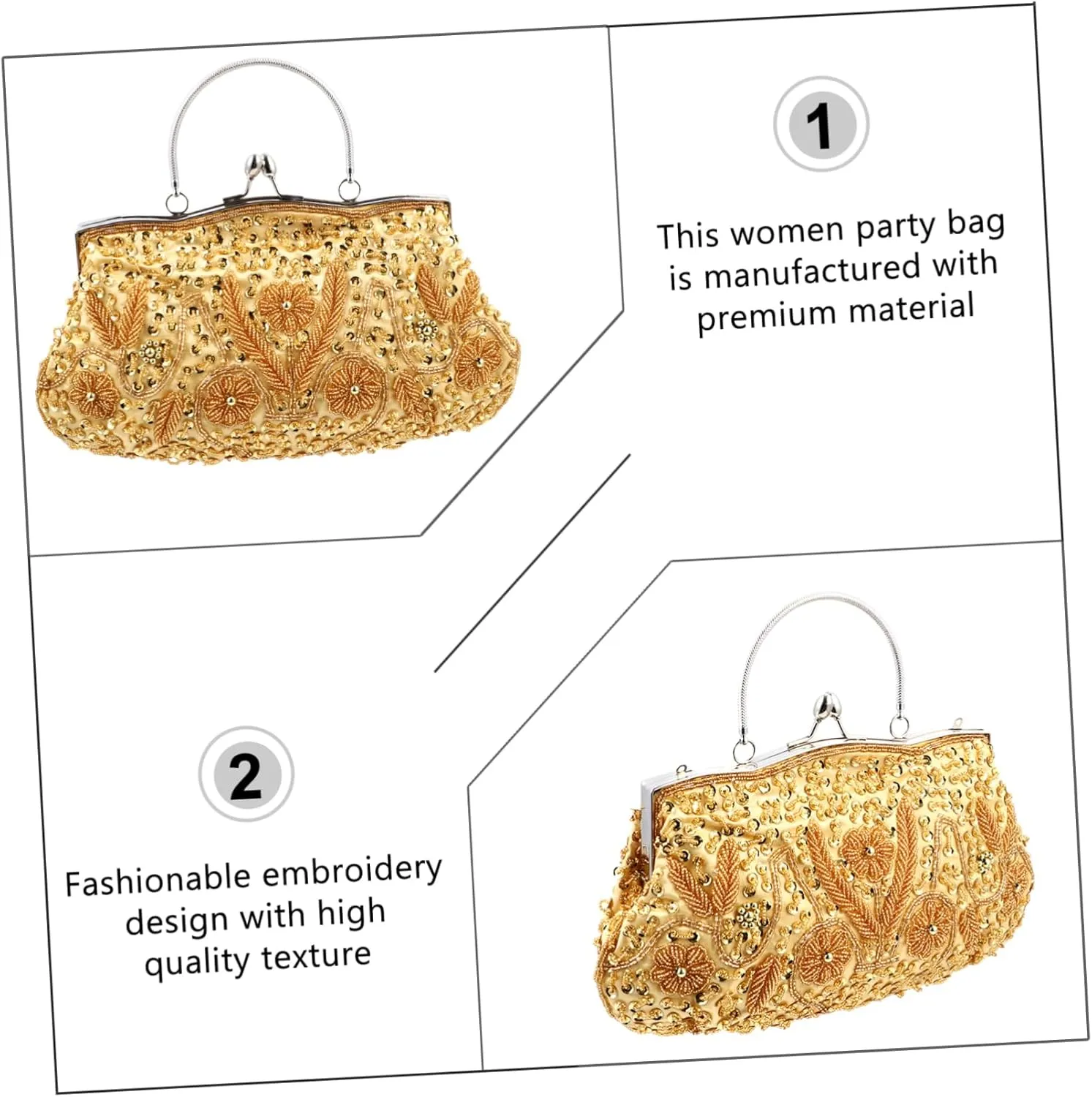 GALPADA 1pc Dinner Bag Evening Handbag Women Party Banquet Bag Handmade Clutch Bag Artificial Pearls Clutch Bag