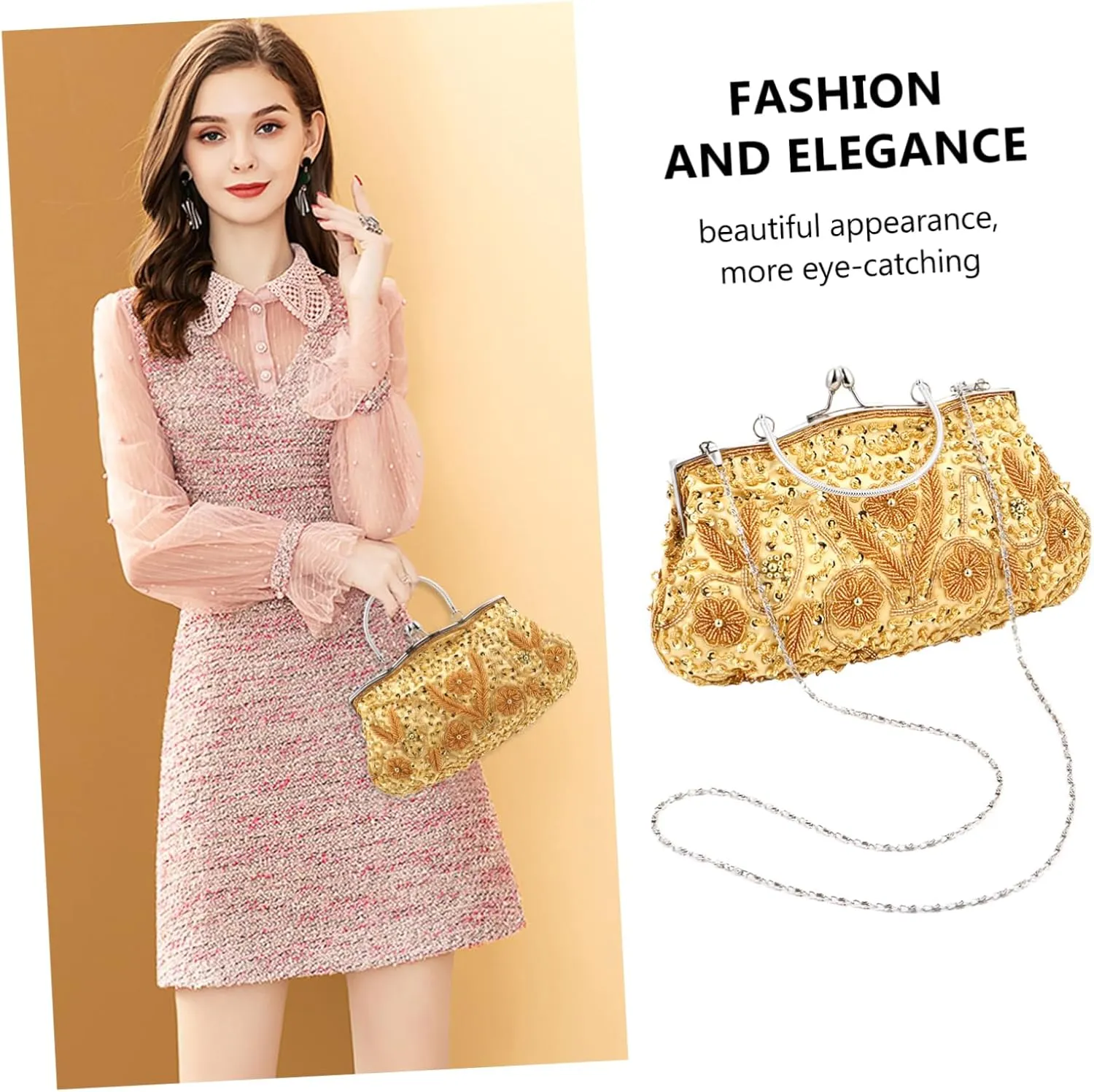GALPADA 1pc Dinner Bag Evening Handbag Women Party Banquet Bag Handmade Clutch Bag Artificial Pearls Clutch Bag