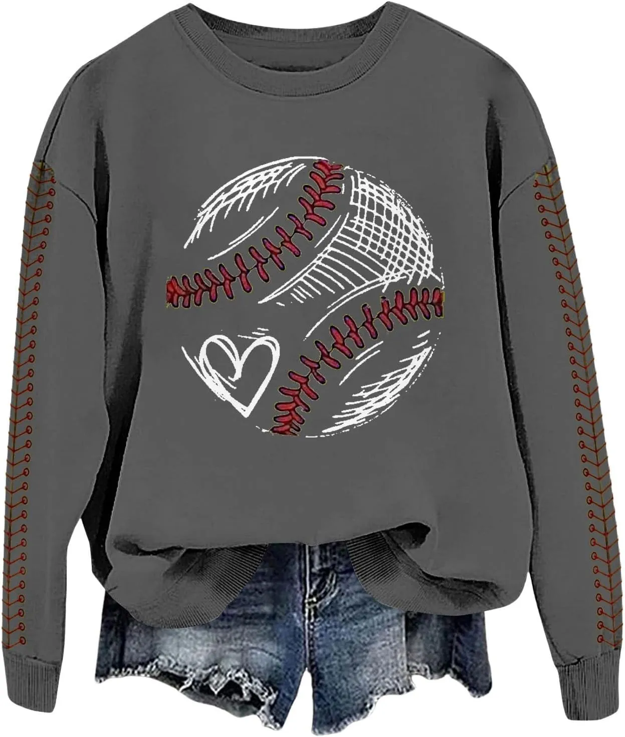 Game Day Sweatshirt Women Crew Neck Football Baseball Mom Shirts Loose Casual Long Sleeve Cute Graphic Pullover Tops