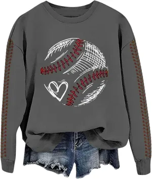 Game Day Sweatshirt Women Crew Neck Football Baseball Mom Shirts Loose Casual Long Sleeve Cute Graphic Pullover Tops