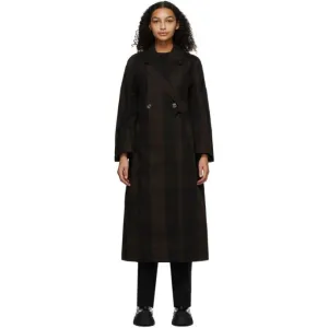 GANNI Brown Canvas Double-Breasted Coat