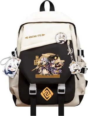Genshin Impact Backpack Arataki Itto Anime Laptop Bookbag Student Backpack 3D Print School Bags Travel Backpack With Gift