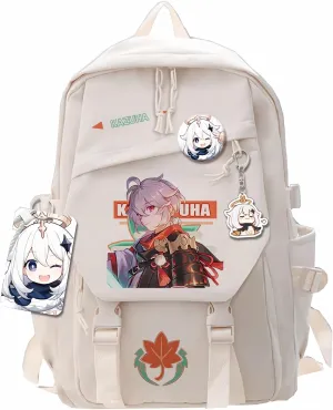 Genshin Impact Backpack Kaedehara Kazuha Backpack Cute 3D Printed Daypack Laptop 17" Large Capacity Travel White BackPack With Gift