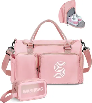 Gift for Teen Girl, Initial Gym Bag for Girls, Kids Travel Duffel Bag, Sports Bag, Personalized Weekender Bag with Shoes Compartment