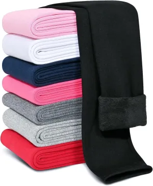 Girls Fleece Lined Leggings Cotton Kids Winter Warm Leggings Thick Thermal Tights Pants