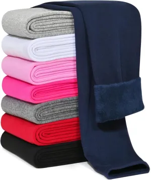Girls Fleece Lined Leggings Cotton Kids Winter Warm Leggings Thick Thermal Tights Pants