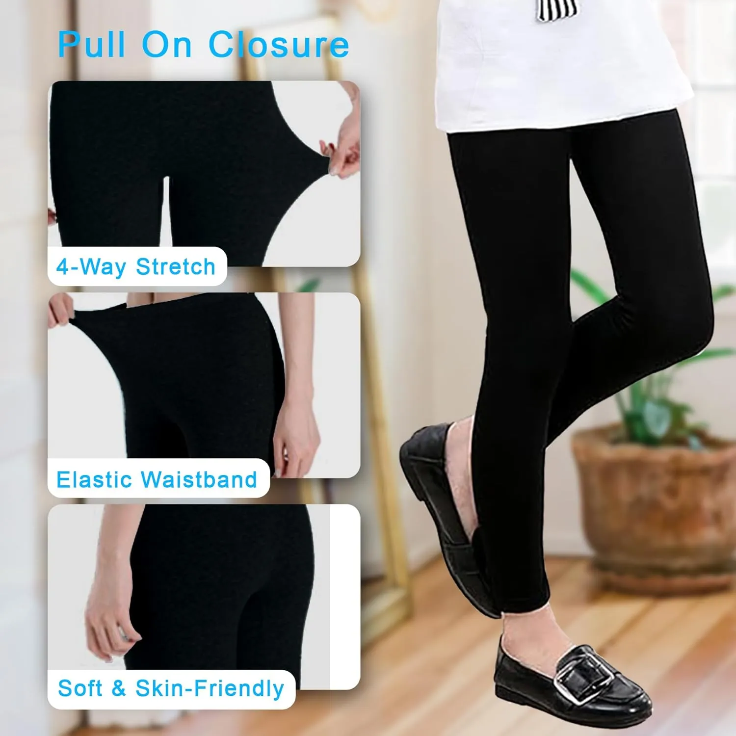 Girls' Leggings - Baby Girls & Toddlers' Cotton Footless Stretchy Basic Leggings - Pack of 5