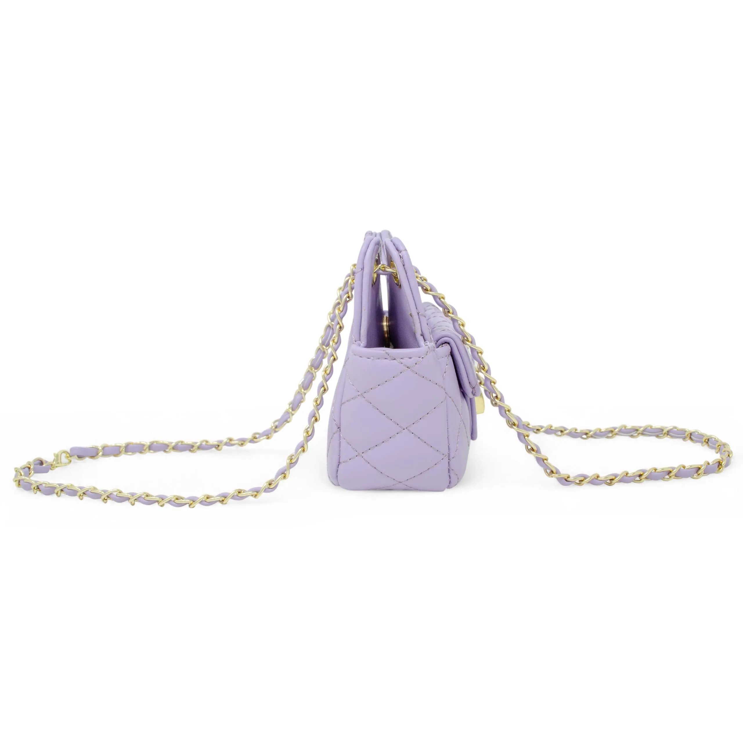 Girls Tiny Quilted Treasure Purse: Purple
