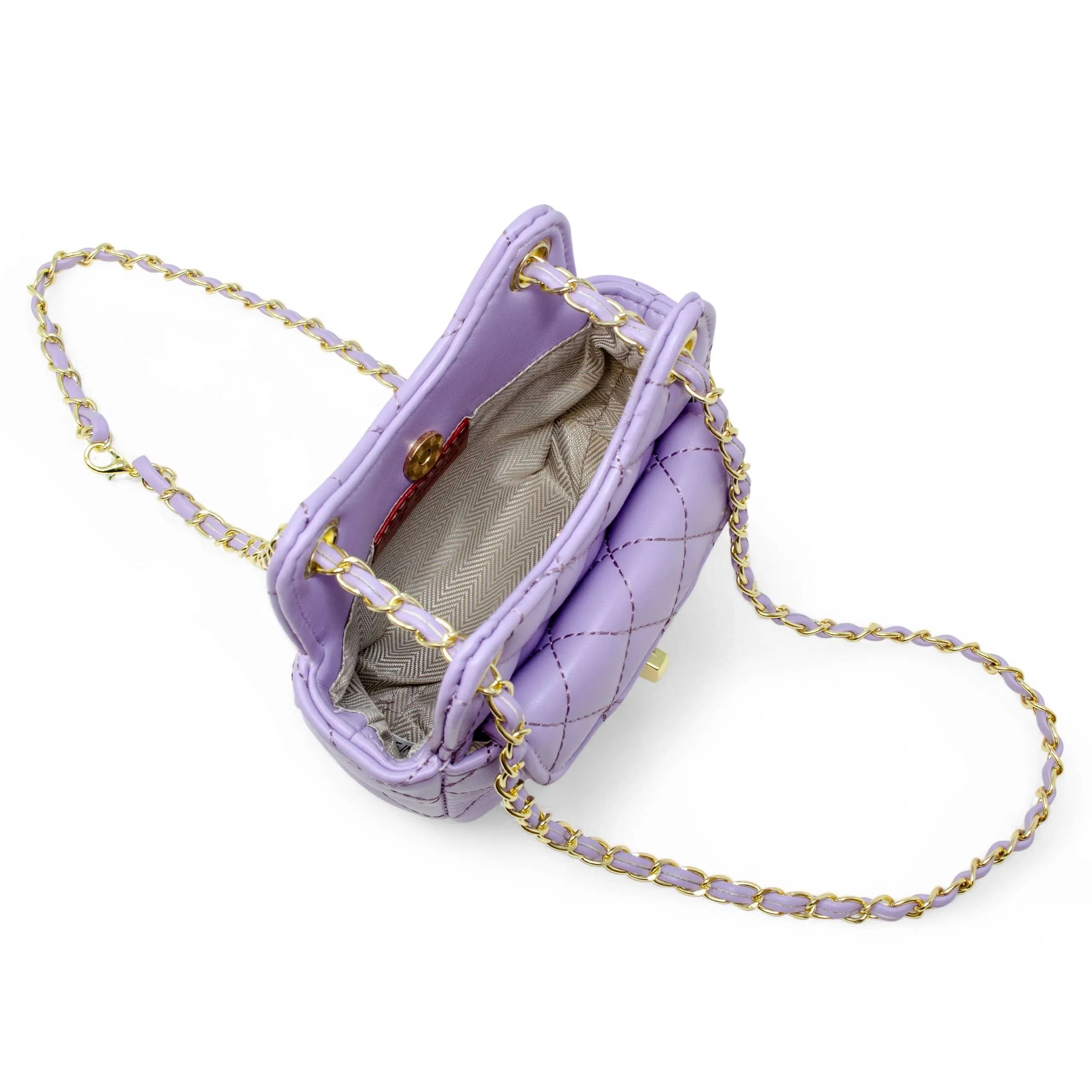 Girls Tiny Quilted Treasure Purse: Purple