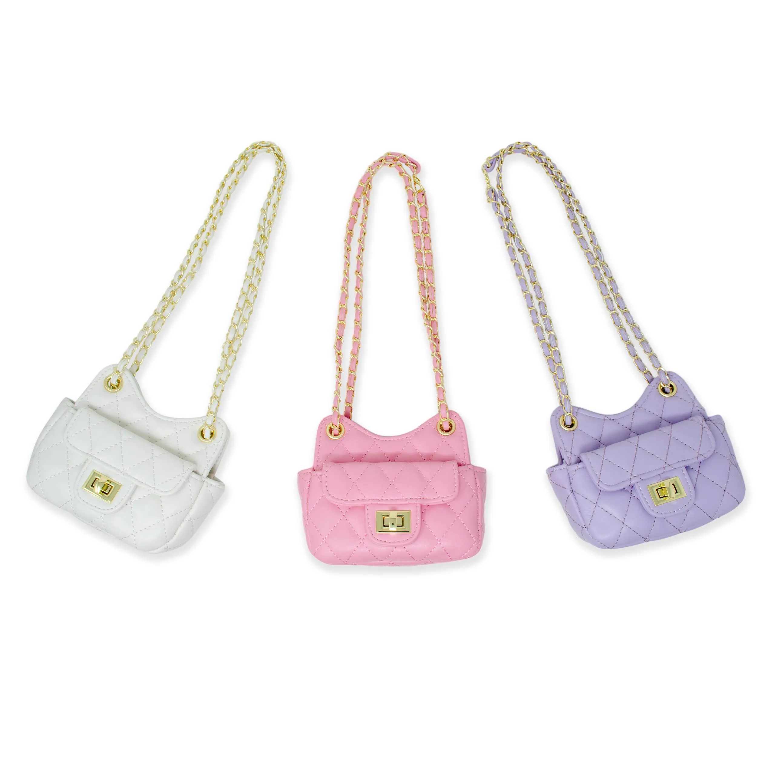 Girls Tiny Quilted Treasure Purse: Purple