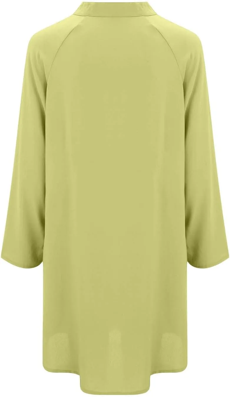GOKKILRW Womens Cotton Linen T-Shirt Dresses Loose Button Down Long Sleeve Blouses Midi Dress Flowy Casual Summer Shirt Dress