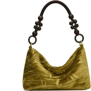 Green Evening Bag Fashion Handbag Clutch Purses Velvet Embroidered Shoulder Bag For Women.