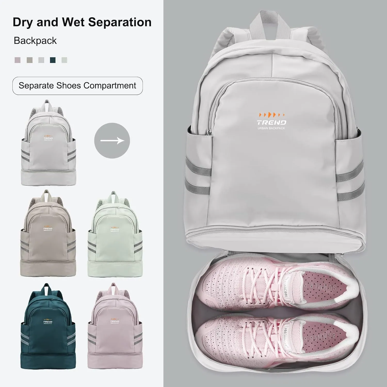 Gym Backpack for Women with Shoes Compartment & Wet Pocket, Large Women Travel Backpack Water Resistant, Sports Swimming Backpack Gym Bag