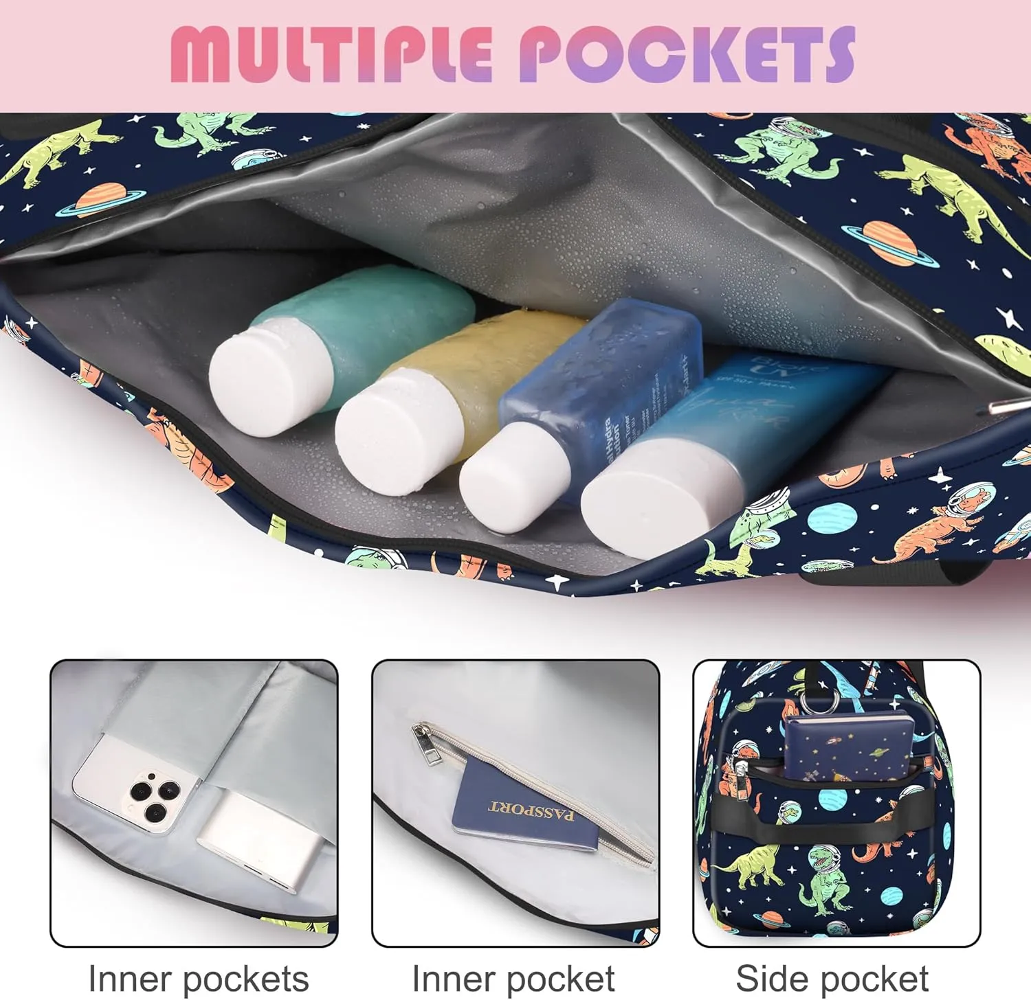 Gym Bag for Boys,Dinosaur Cute Duffel Bag,Dance Bag for Kids,Overnight Bag Travel Bag Sports with Shoes Compartment