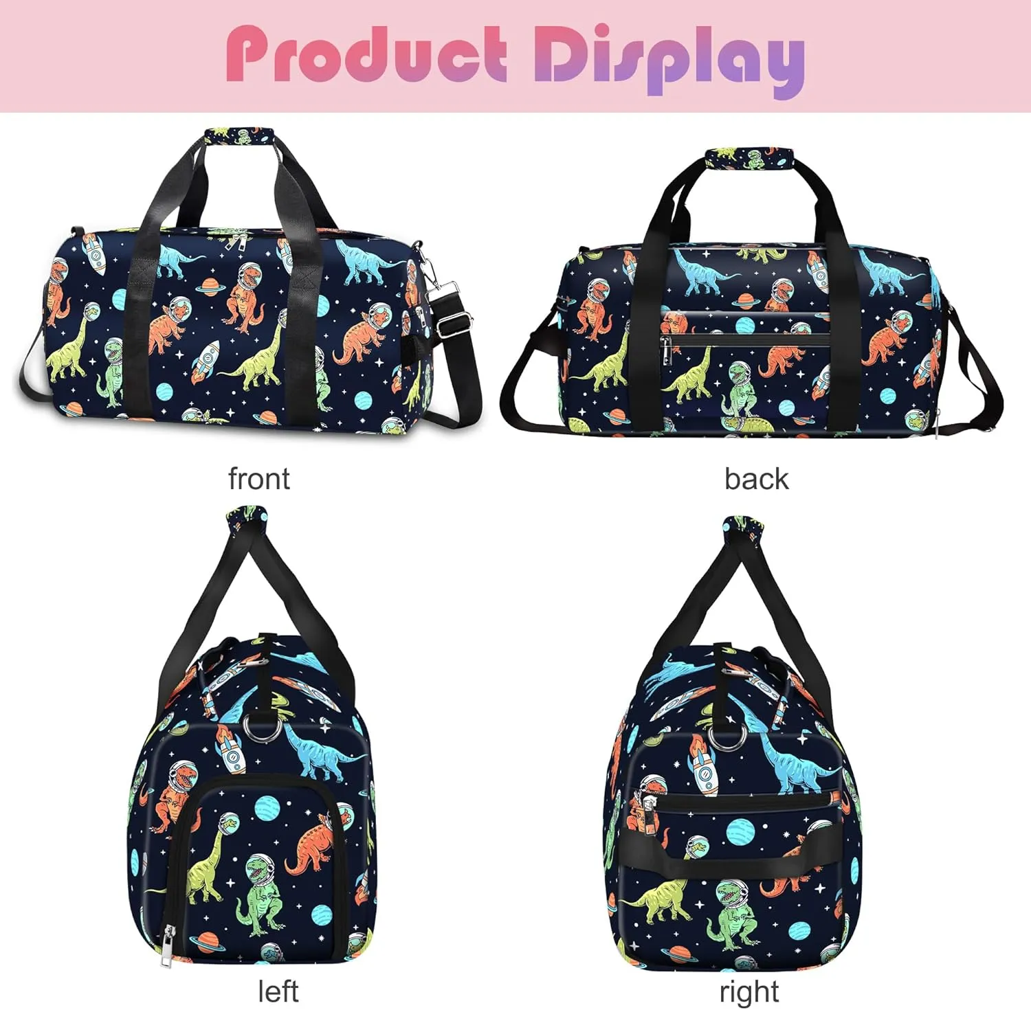 Gym Bag for Boys,Dinosaur Cute Duffel Bag,Dance Bag for Kids,Overnight Bag Travel Bag Sports with Shoes Compartment
