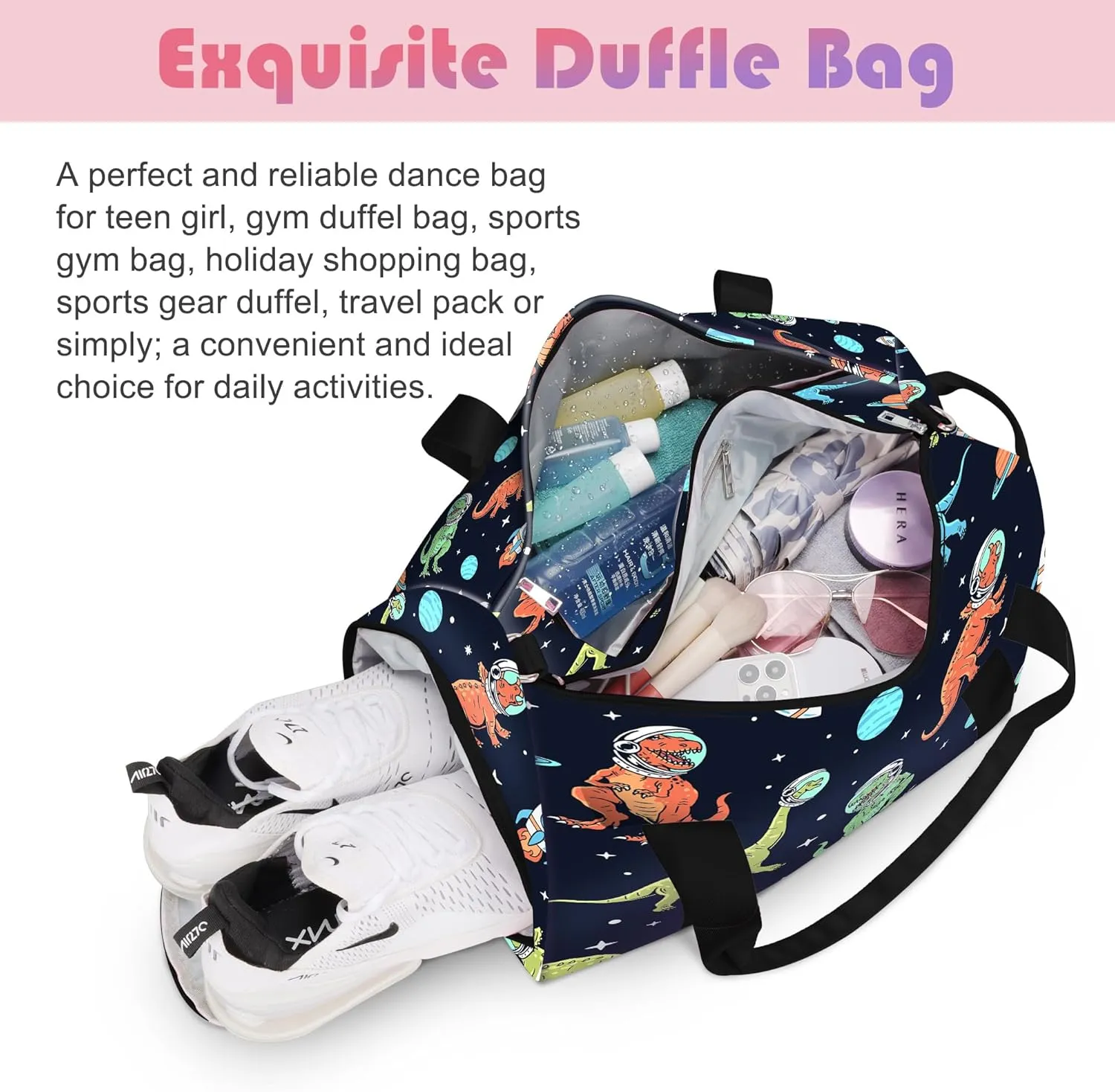 Gym Bag for Boys,Dinosaur Cute Duffel Bag,Dance Bag for Kids,Overnight Bag Travel Bag Sports with Shoes Compartment