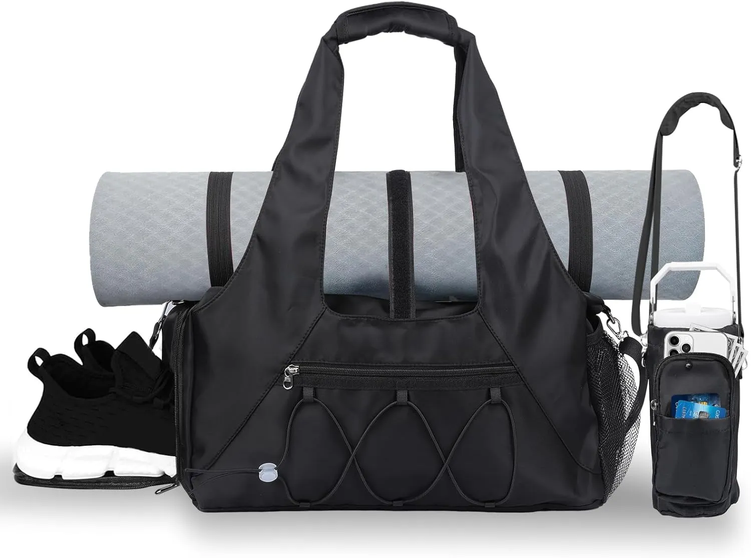 Gym Bag for Womens, Small Gym Duffle Bag with Shoes Compartment Water Bottle Carrier Bag Ideal for Travel, Gym, Sports, Weekender
