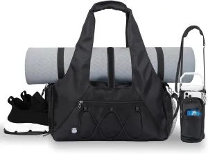 Gym Bag for Womens, Small Gym Duffle Bag with Shoes Compartment Water Bottle Carrier Bag Ideal for Travel, Gym, Sports, Weekender