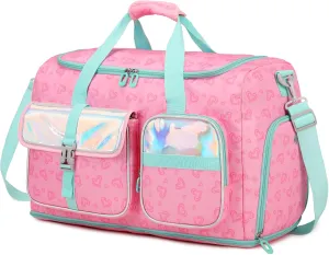 Gym Bag Travel Bag for Women with Shoes Compartment, Weekender Overnight Duffel Bag with Wet Pocket, Carry On Bag,Pink