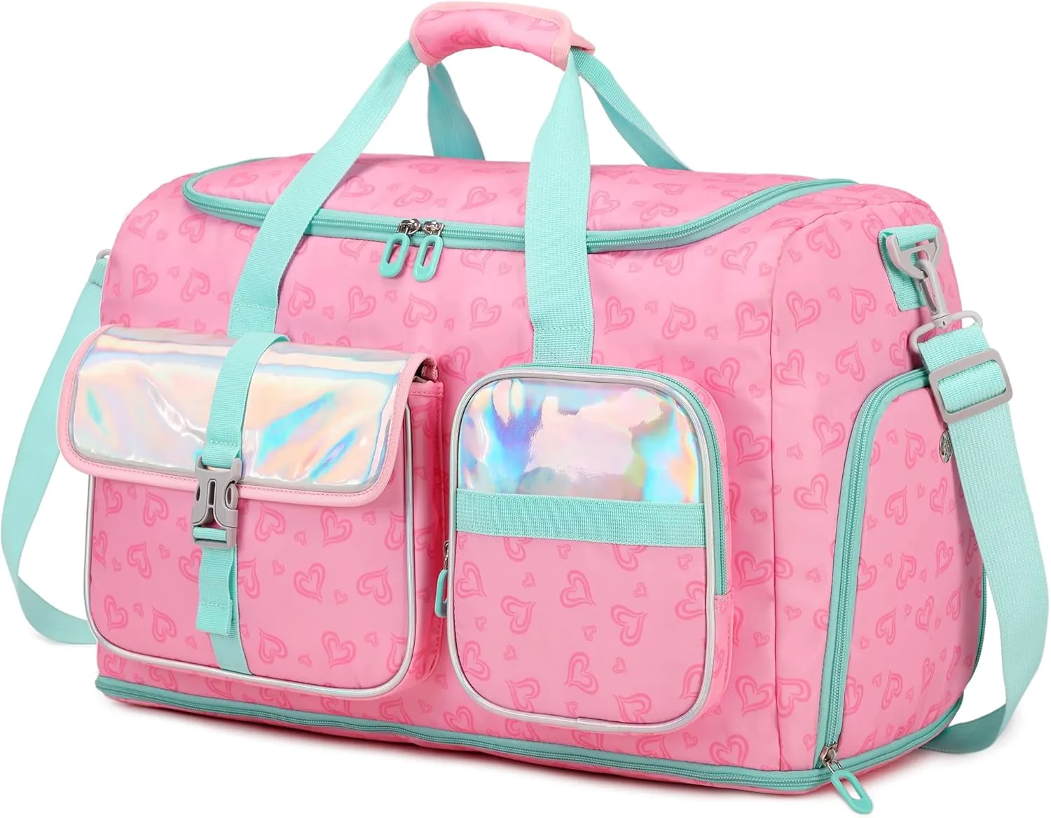 Gym Bag Travel Bag for Women with Shoes Compartment, Weekender Overnight Duffel Bag with Wet Pocket, Carry On Bag,Pink