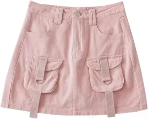 High-Waisted Denim Skirt to Prevent Exposure and, Versatile Pocket Design Work Skirt
