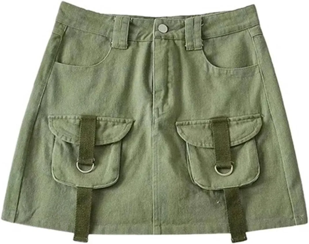 High-Waisted Denim Skirt to Prevent Exposure and, Versatile Pocket Design Work Skirt