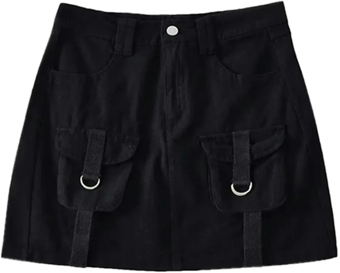 High-Waisted Denim Skirt to Prevent Exposure and, Versatile Pocket Design Work Skirt