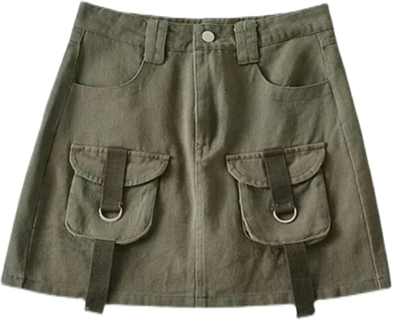 High-Waisted Denim Skirt to Prevent Exposure and, Versatile Pocket Design Work Skirt