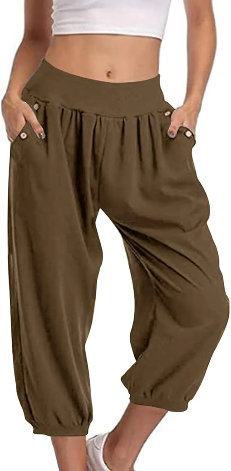 High Waisted Work Pants for Women Women High Waist Palazzo Pants Waisted Casual Baggy Stretchy Wide Leg Streetwear