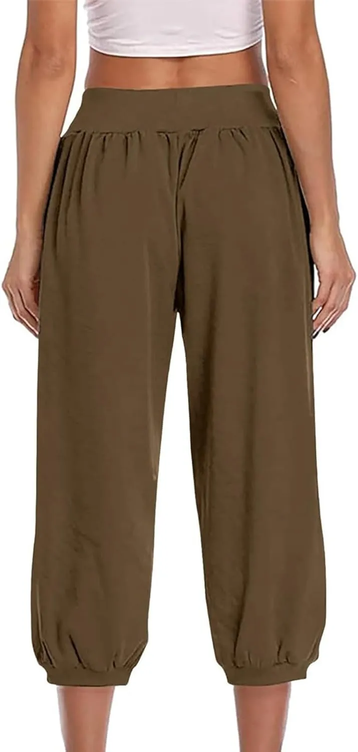 High Waisted Work Pants for Women Women High Waist Palazzo Pants Waisted Casual Baggy Stretchy Wide Leg Streetwear