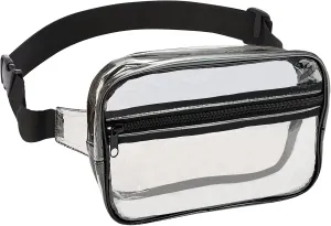 Holographic Fanny Pack,Waist Pack for Women Men, Festival Party Rave Shiny Fashion Waist Bag for Travel Hiking Camping Sport, 90s Accessories(Clear Black)