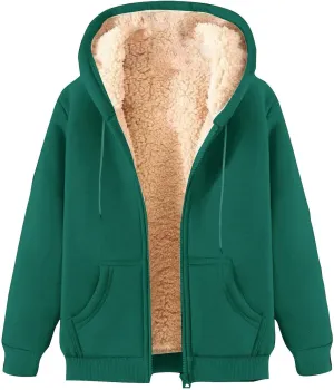 Hoodies for Men Heavyweight Fleece Sweatshirt - Full Zip Up Thick Sherpa Lined Winter Jackets with Pockets
