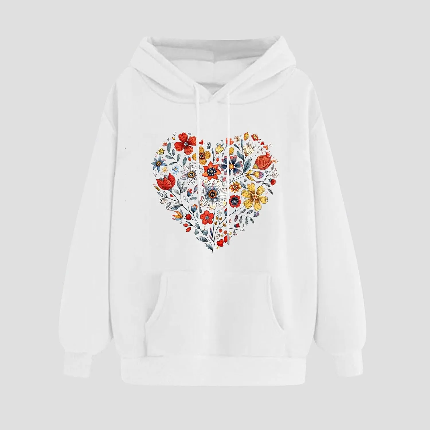 Hoodies for Women Long Sleeve Heart Print Graphic Tee Shirts Causal Fashion Drawstring Hooded Sweatshirts Gift Shirts