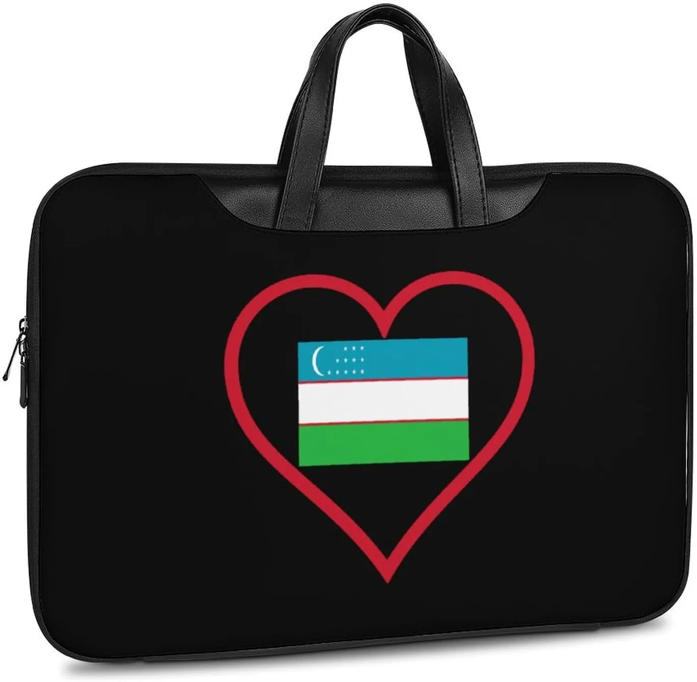 I Love Uzbekistan Red Heart Leather Bag Laptop Case Slim Water Resistant Computer Bags with Handle Briefcase for Work