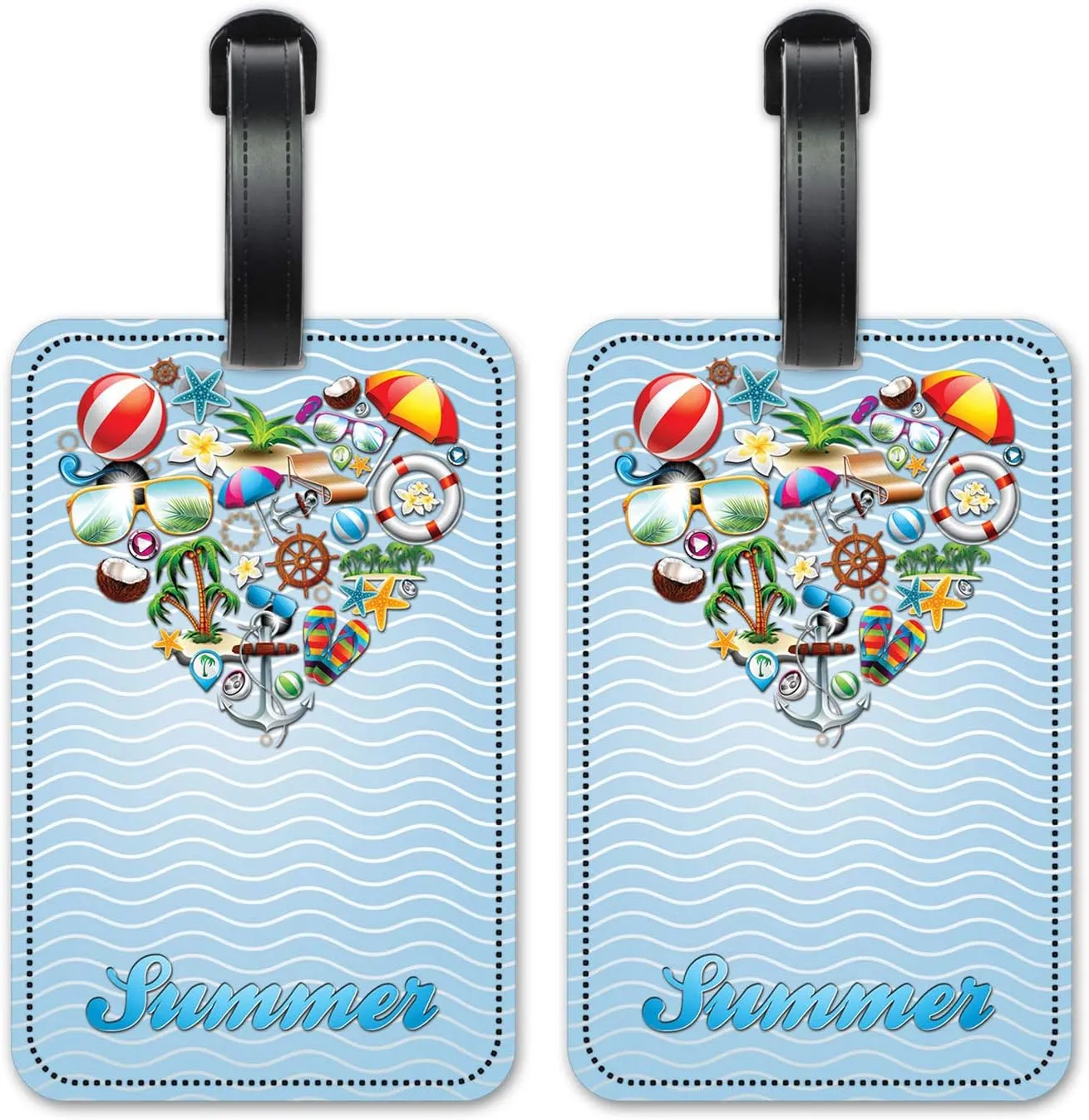 I Summer Heart - Luggage ID Tags - Suitcase Identification Cards - Set of 2