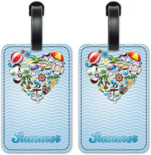 I Summer Heart - Luggage ID Tags - Suitcase Identification Cards - Set of 2