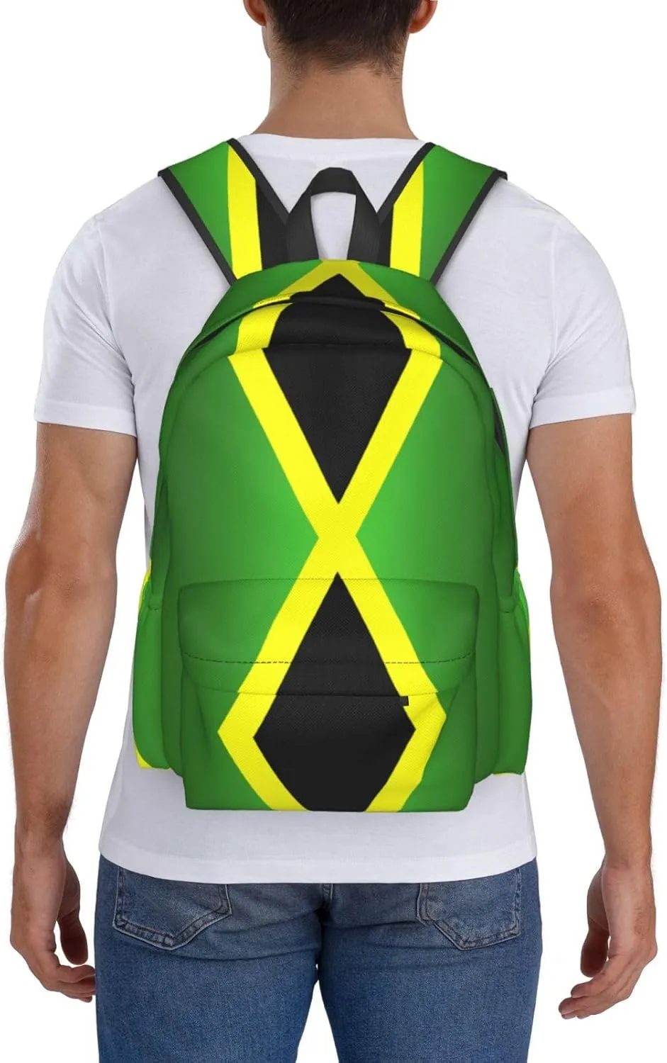 Jamaican Flag Laptop Backpack Shoulder Bag Laptop Pack Travel Backpacks Commuter Back Pack Casual Daypack Bags With Side Pockets