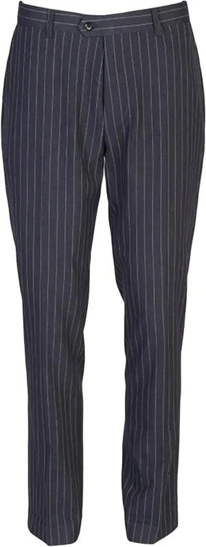 JEShifangjiusu Mens Casual Stripe Cotton Pants Fashion Retro Tapered Stretch Pant Slim Fit Business Dress Chino Pants, Grey, 32
