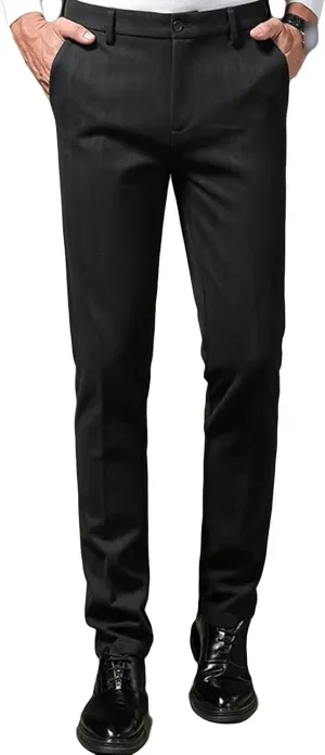 JEShifangjiusu Men's Regular Fit Linen Suit Pant Slim Fit Stretch Dress Pant Loose Flat Front Dress Pant Chino Pant (31,Black), Black, 31