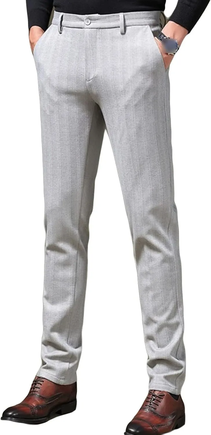 JEShifangjiusu Men's Regular Fit Linen Suit Pant Slim Fit Stretch Dress Pant Loose Flat Front Dress Pant Chino Pant (34,Light Grey), Light Grey, 34