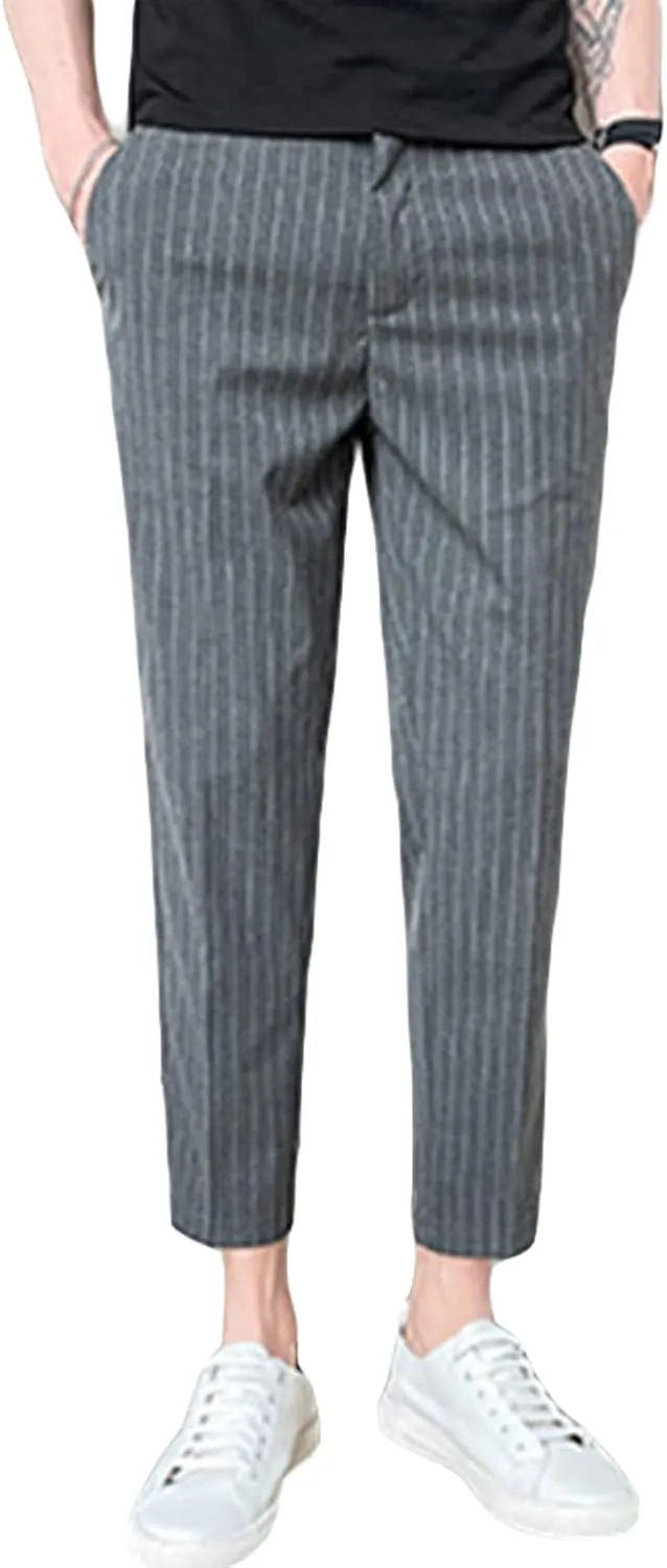 JEShifangjiusu MenS Slim Fit Dress Pants Stretch Dress Pants Skinny Khaki Pants Chino Pant Business Stripe Tapered Trousers (28,Grey), Grey, 28
